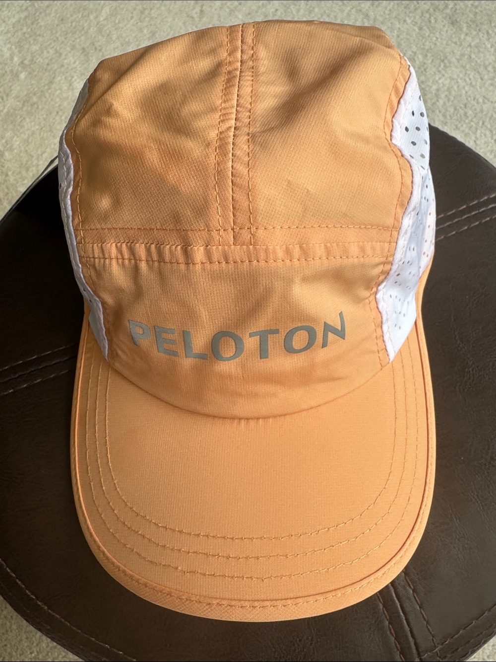 Peloton Peach-Orange Running Hat with White Panels